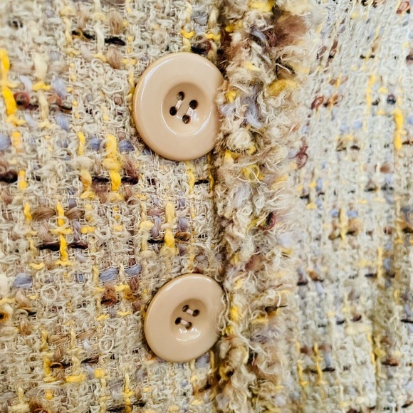 ECCOCI wool cotton mohair blend tweed blazer lined buttons SZ 6 beige yellow - Picture 6 of 9
